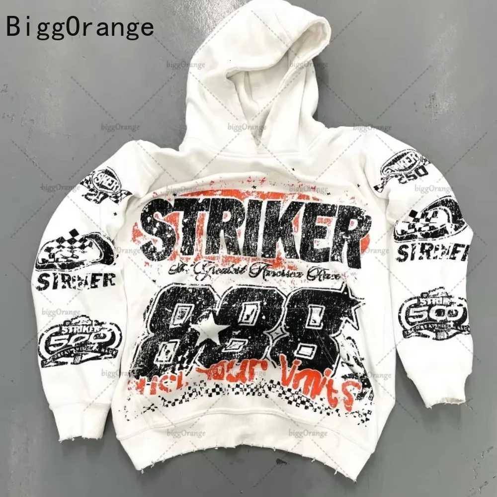 Mens Spring and Autumn Large Size Jacket American Style Hoodie Printed Pullover Sweatshirt Trendy High Street Fashion 2025 X2507181