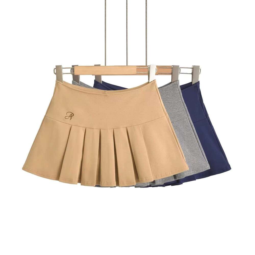 American Style Spicy Girl Embroidered Pleated For Women High Waist Slimming With Safety Shorts A-Line Half Short Skirt B5