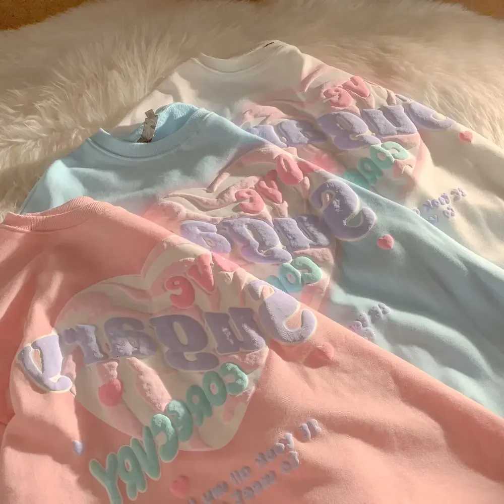 Oversized Crewneck Sweatshirt Women Spring Autumn New Thin Letter Print Hoodie Fe Korean Style Loose Chic Long Sweatshirt Tops XJ250717