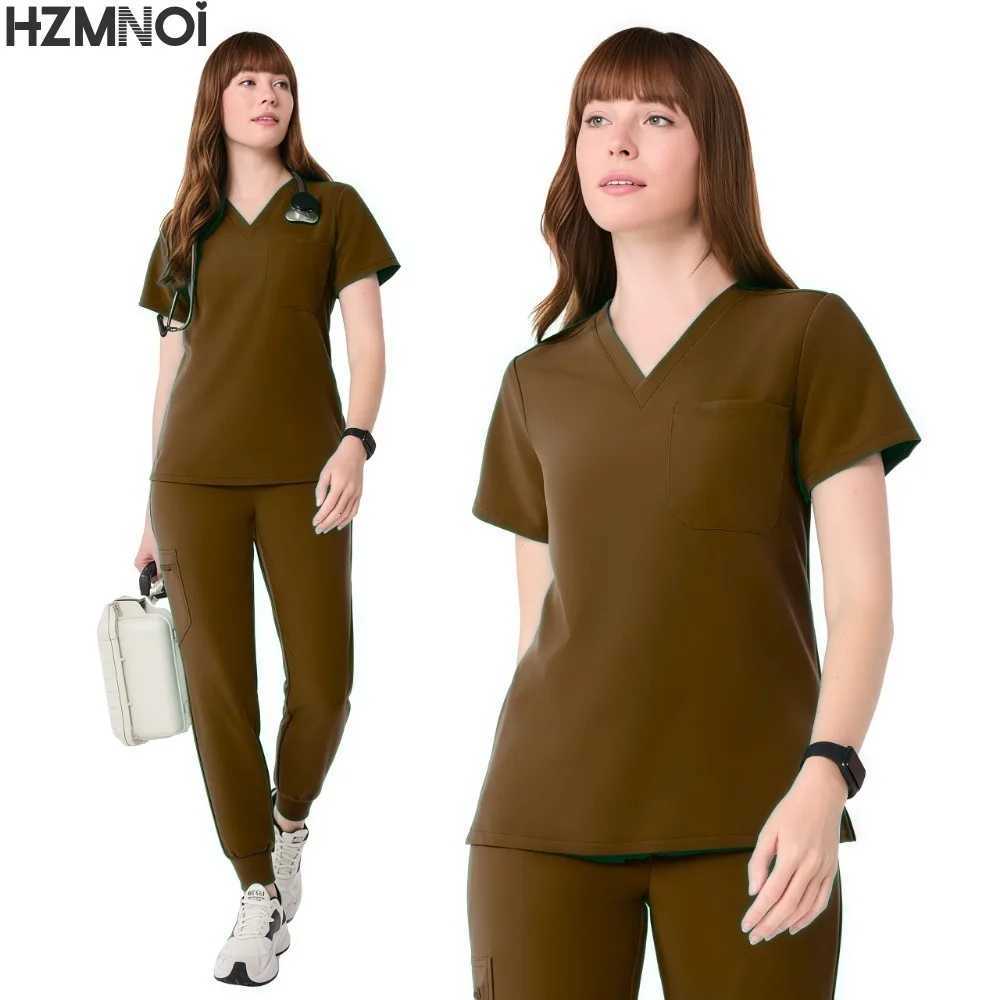 Two-piece Scrubs Oversize Medic Care Uniform Scrub Anti Wrinkle Stretch Fabric Hospital Uniform Nursing Medical Scrub Set Z250718