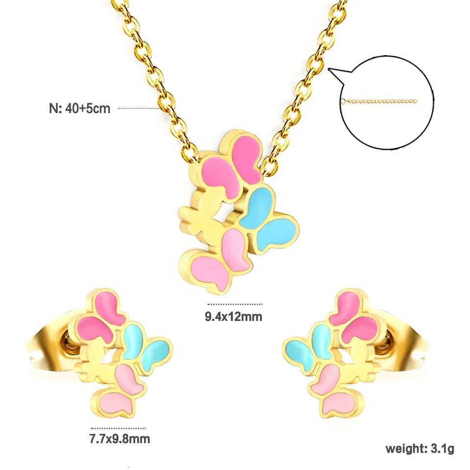 LUXUSTEEL Drip Oil Style Pendant Necklace Earring Sets for Women Girl Stainless Steel Chain Necklace Jewelry Gift X2507181