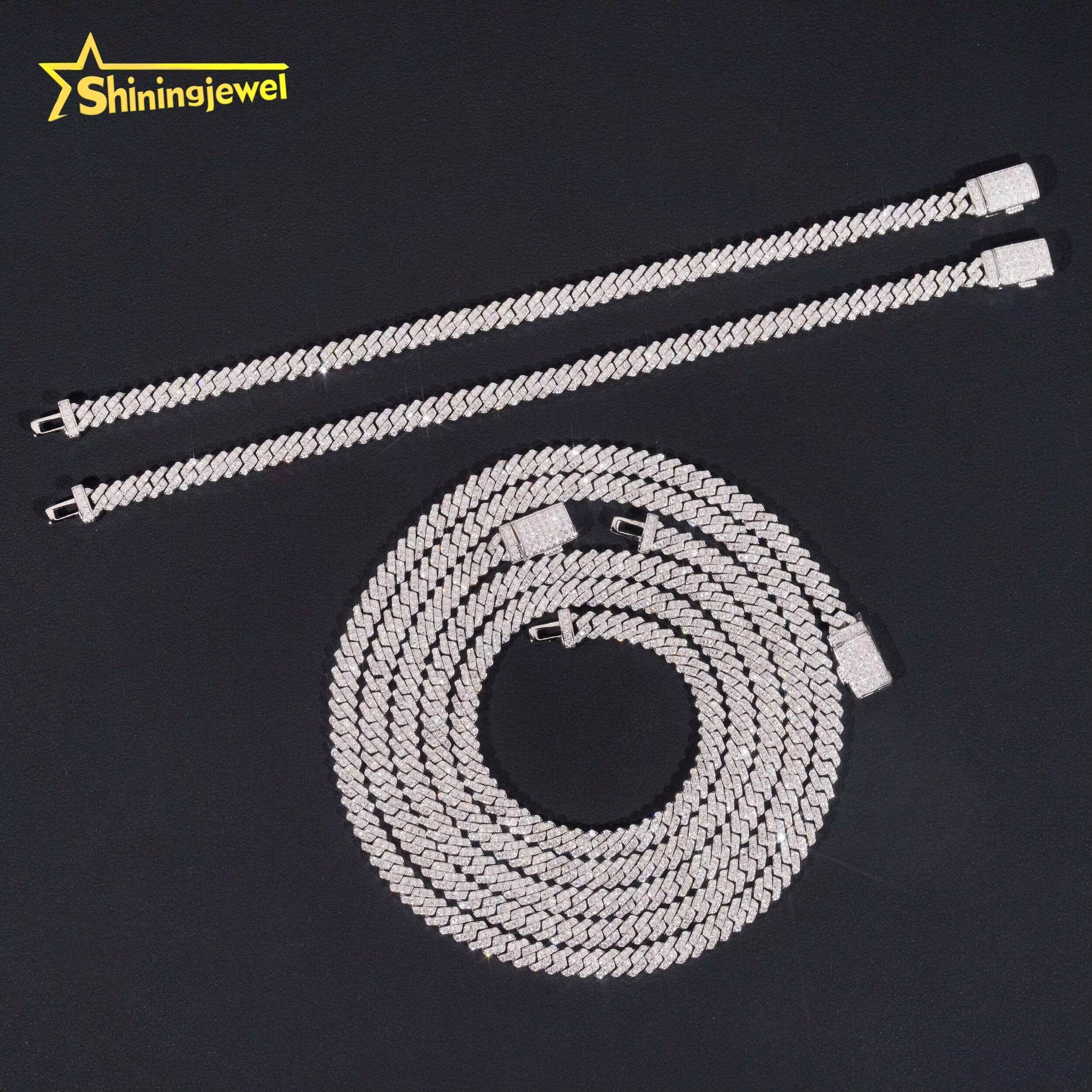 Hip Hop Necklace 5mm Iced Out Moissanite Cuban Link Chain S925 Gold Plated Pass Diamond Test VVS Moissanite Diamond Chain