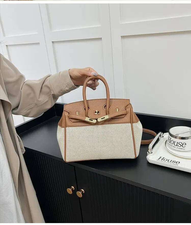 Trendy PU Leather Crossbody Bag for Women Vintage Lock Zipper Shoulder Purse Lightweight Work Commute Travel Handbag