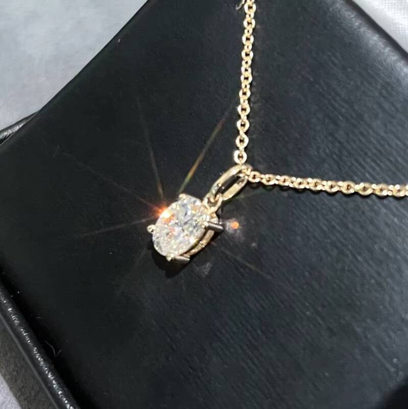 Classic Fine Jewelry Moissanite Necklace Women Oval Cut 14K Gold VVS Diamond Jewelry Moissanite Pendant