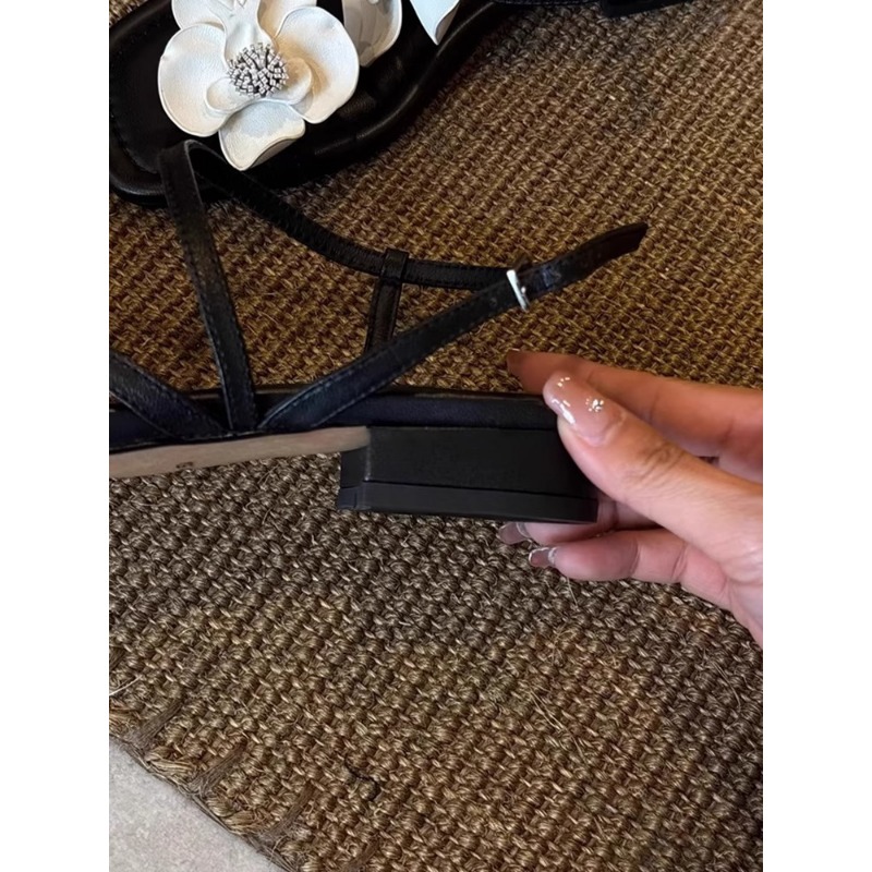 Women's Shoes Flower One Line Sandals Soft Leather Beach Sandals