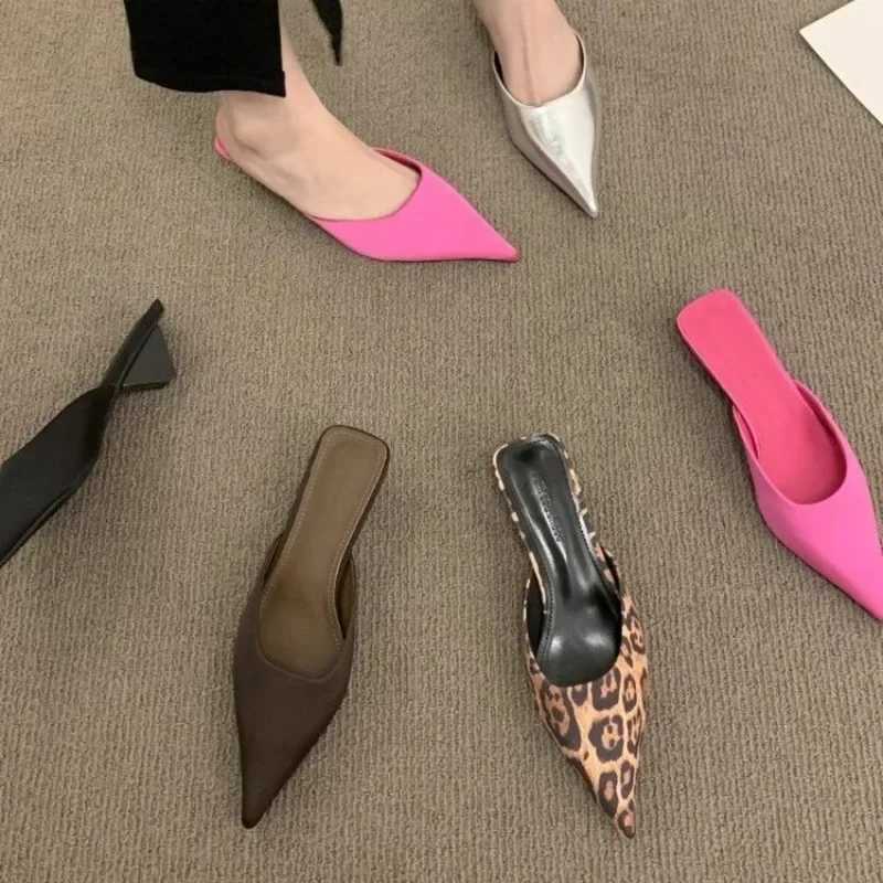 Sexy Wen Slippers Pointed Toe Dress Mes Shoes Fion Walking Sandals 2025 Summer Luxury Slingback Flip Flops Femme Slides Y250716