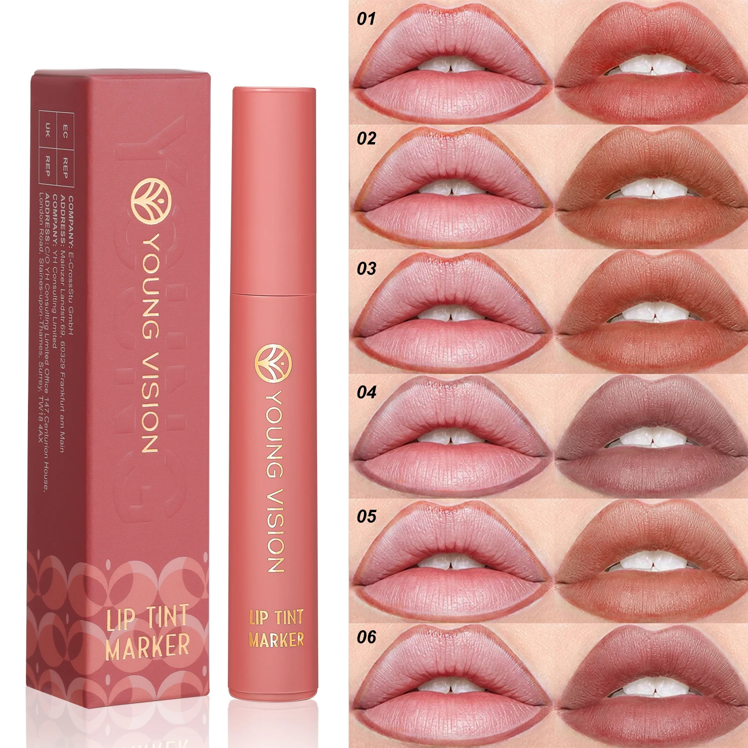 YOUNG VISION Lip Tint Marker Liquid lipstick with Nude Matte Shades Lip Liner and Stick 2-in-1 Long Wearing and Waterproof 250716