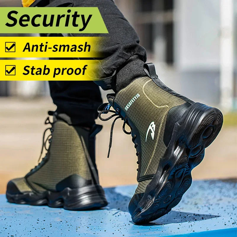 Safety Shoes Men Boots High Top Work Sneakers Steel Toe Cap Antismash PunctureProof Indestructible 250717