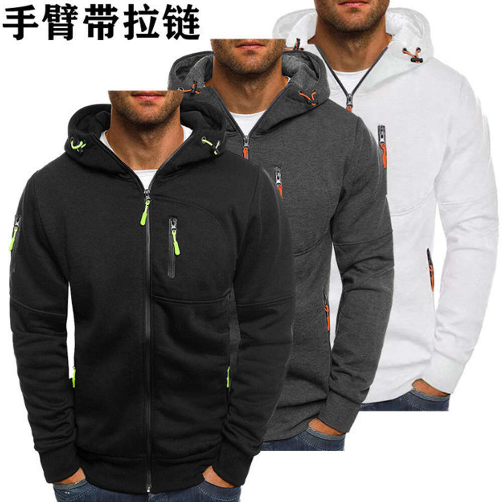 New Plus Size Men's Spring And Autumn Casual Sports Fitness Zipper Hoodie Sweatshirt Jacket For Men B5