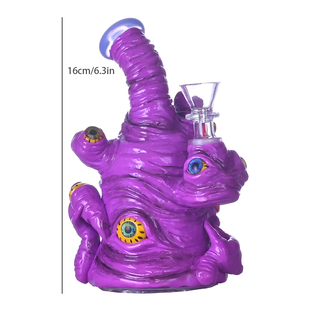 16cm/6.2in,HippiesGlass,Glass Bong With Cute Monster,Monster Bong,Borosilicate Glass Water Pipe,Glass Hookah,Hand Painted,Home Decorations,Somking Acc