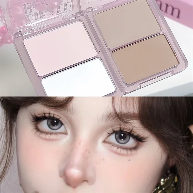 Two-tone Highlight Contour Palette Matte White Highlighter Grey Brown Nose Shadow Face Contouring Bronzer Brighten Powder Makeup 250717