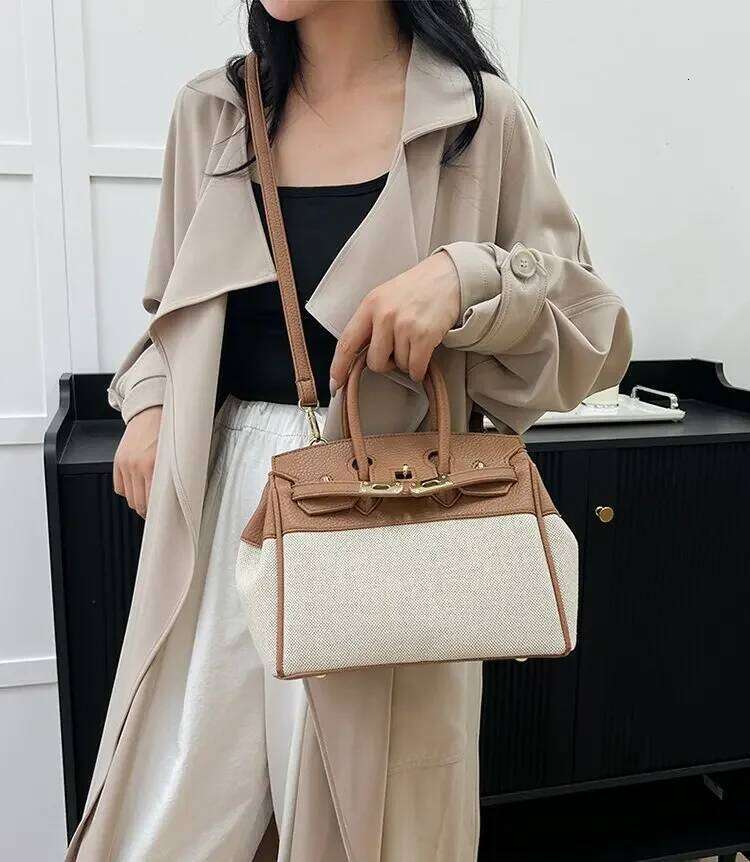 Trendy PU Leather Crossbody Bag for Women Vintage Lock Zipper Shoulder Purse Lightweight Work Commute Travel Handbag