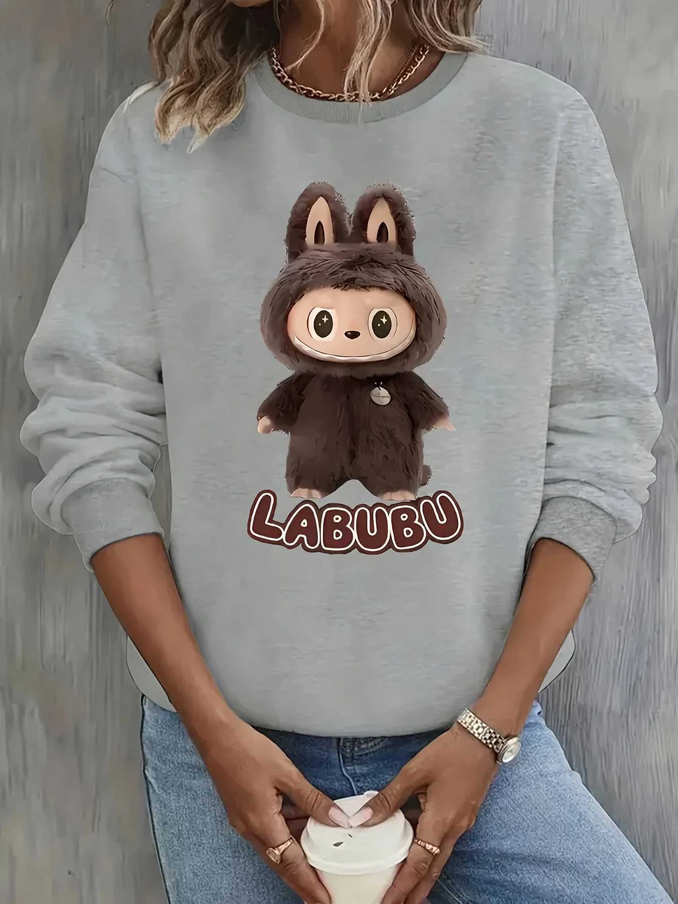 Womens Autumn and Winter Fashion Casual Sports Loose Los Angeles Print FCE Warm Long Sweat Pocket Hooded SweatshirtXJ250717