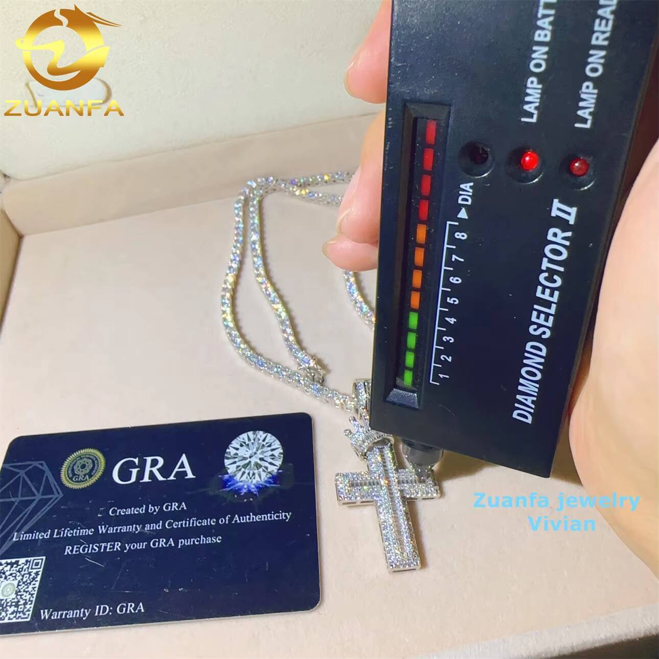 Sterling Silver 925 VVS Moissanie Diamond Luxury Custom Hip Hop Pendant Iced Out Lab Diamond Cross Pendant