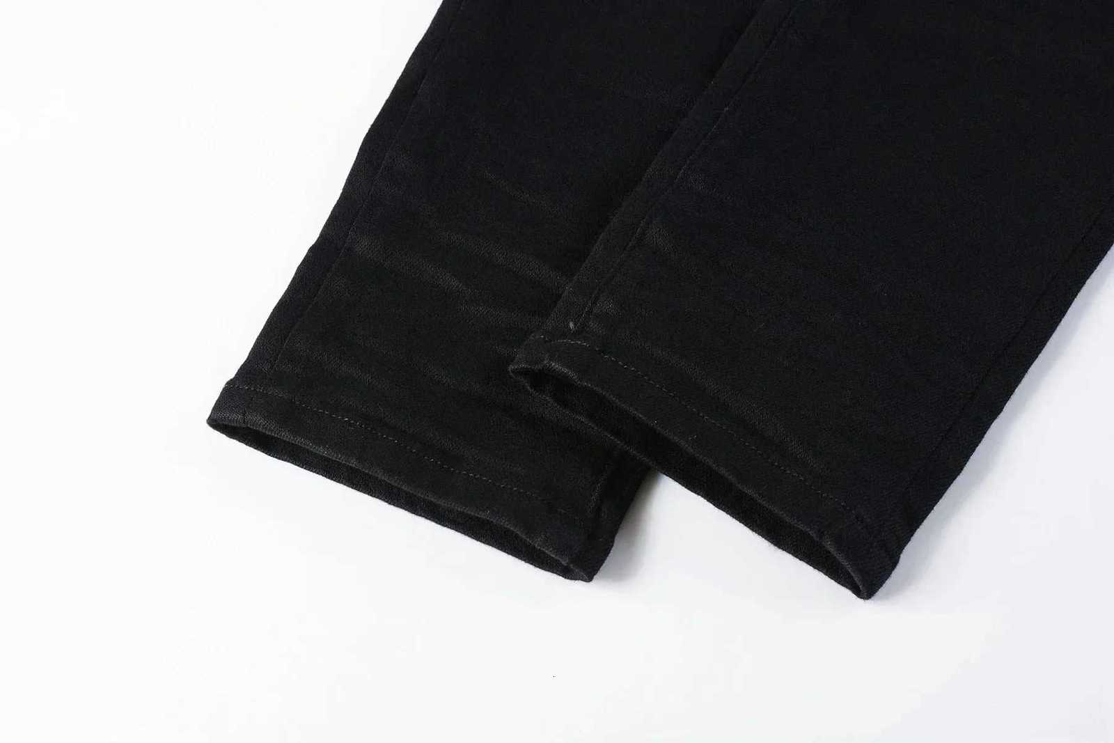 Mens High Stretch Skinny Jeans Pants Color Distressed Black Streetwear Button Fly Ripped Brand X2507181