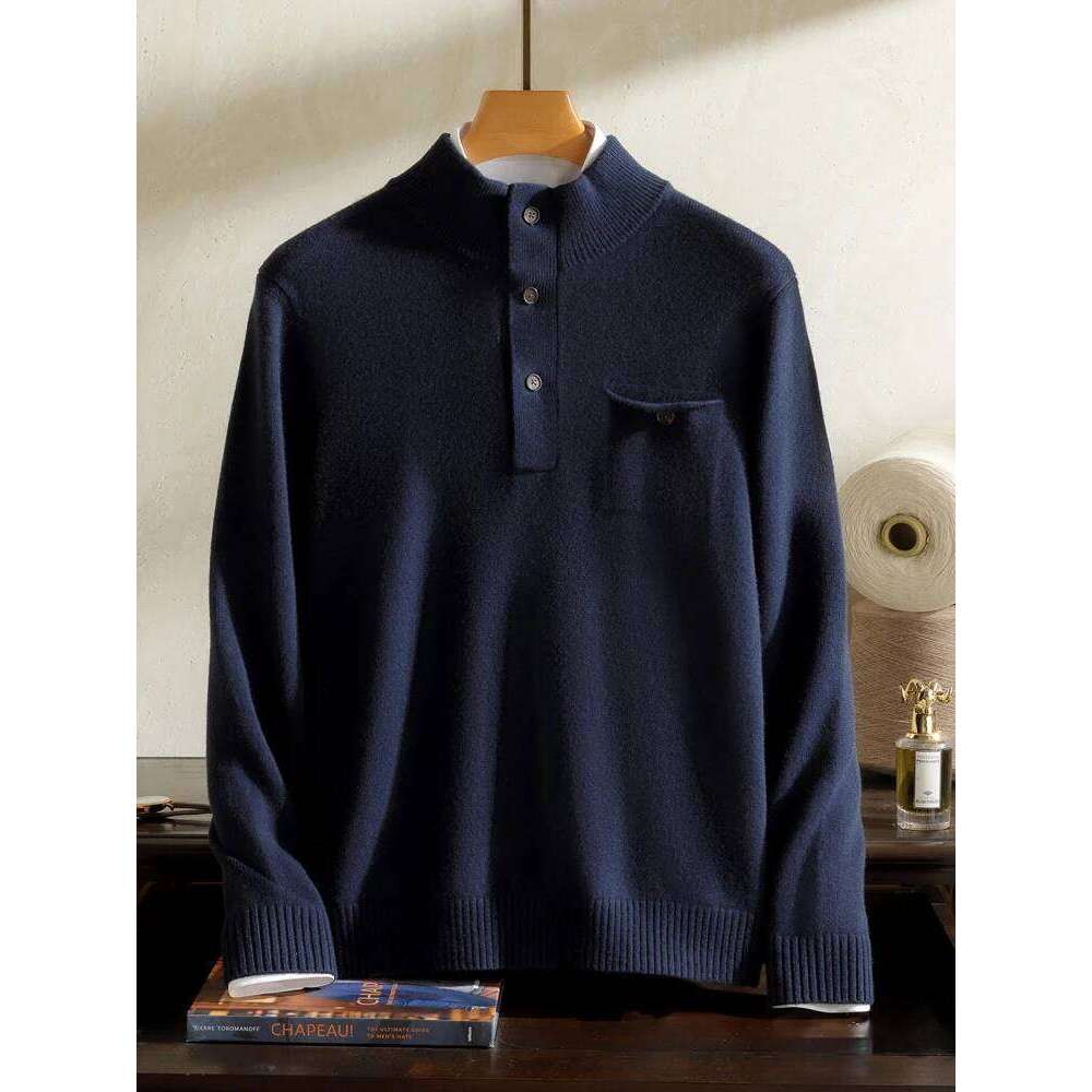 High Quality Men's 100% Sweater Autumn Winter Thick Pullover Long Sleeve Smart Casual Cashmere Knitwear Soft Warm Tops