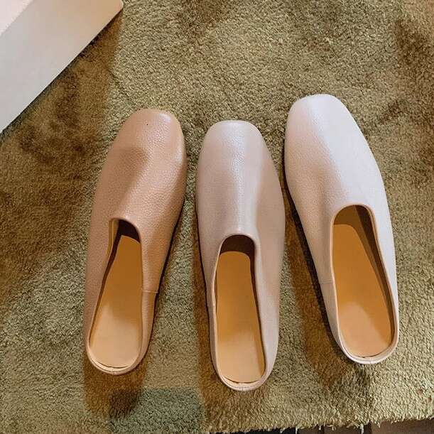 Designer Summer New Style Closed-Toe Sandals for Women, High-End Soft Leather Slip-On Comfortable Mules