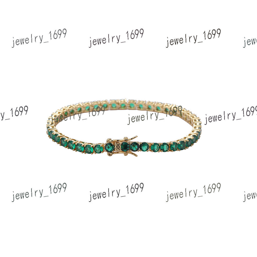 3mm--5mm Wide 925 Silver Gold Plated With Emerald Green CZ Gemstone Tennis Necklace/bracelet Chain