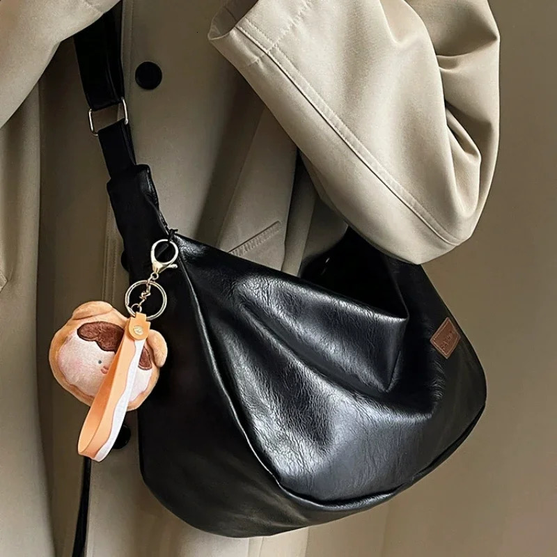 Trendy Women Crossbody Bag Retro PU Leather Dumpling Shoulder Bag Fashion Large Capacity Tote Bag Lightweight Handbags 250715