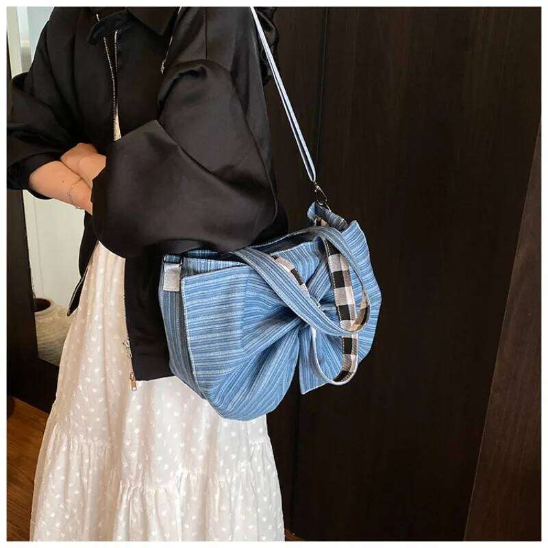 Vintage Women Tote Bags 2025 Elegant Ladies Daily Commute Crossbody Shoulder Bag Aesthetic Designer Large Bow