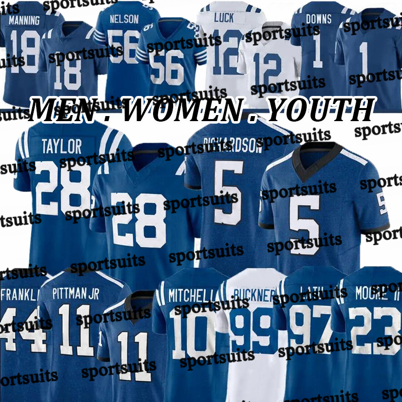 #28 Jonathan Taylor Football Jersey #5 Anthony Richardson Adonai Mitchell Michael Pittman Jr Quenton Nelson Nick Cross Laiatu Latu Daniel Jones Tyler Warren jerseys