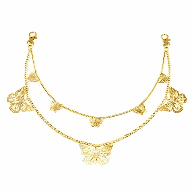 Punk Butterfly Biker Jeans Link Pants Keychain Women Men Belt Key Chain Double Layers Trousers Chain Fashion Hip Hop Jewelry 250715