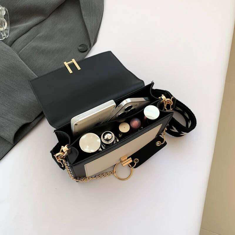 2024 Spring New Color Contrast Fashion PU Shoulder Bag, Suitable For Business Commute Shopping Party Friends