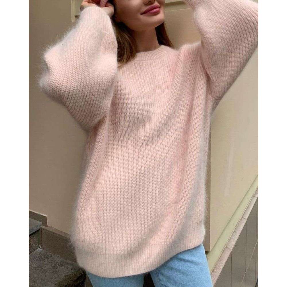 Autumn Winter INS Style Faux Mink Sweater Women, Lazy Style, Elegant Loose Fit, Ultra Soft Knitted Top, Versatile For Women B5