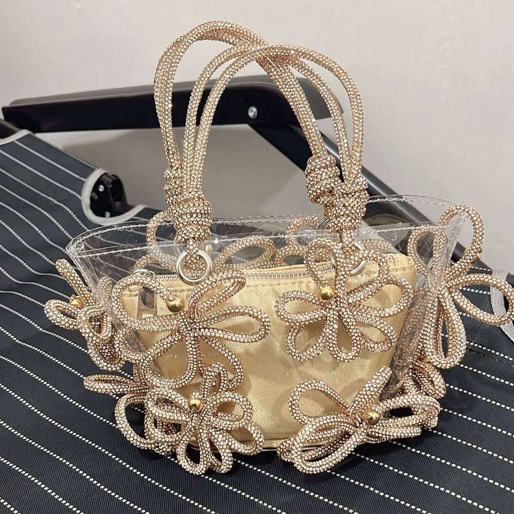 Designer Bags Flower Rhinestone Handbag Evening Bags For Women Transparent Designer Crystal Clutch Purses Handbag Ladies Wedding Party Luxury Bag