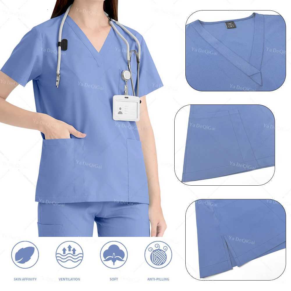Pink Clinical Uniform Woman Pharmacy Workwear Nurse Uniform Hospital Doctor Oral Dental Surgery Uniforms Medical Scrubs Sets New Z250718