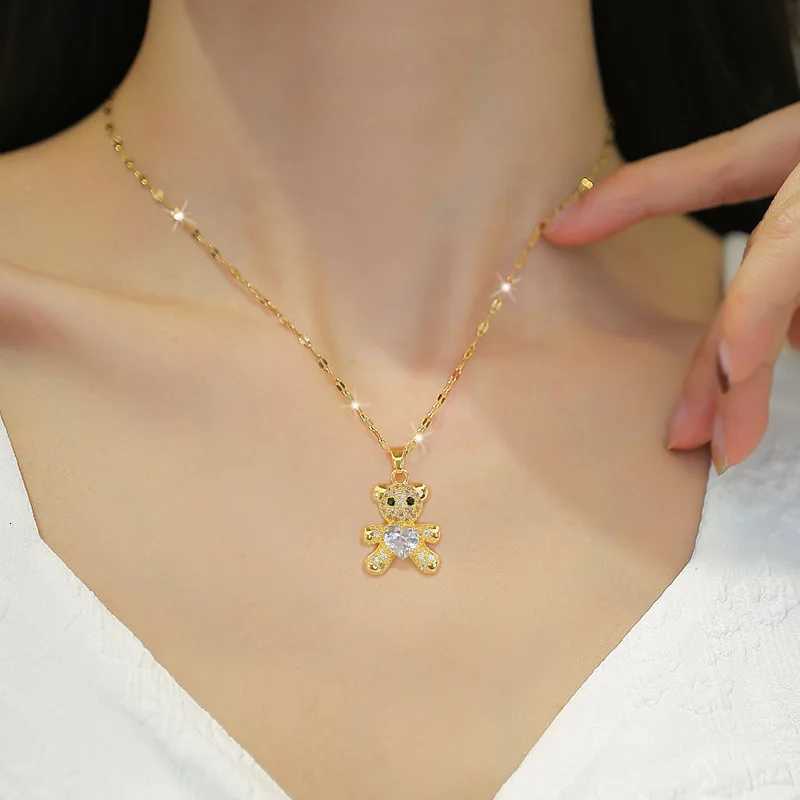 Fashion Charm Micro Inlay Love Bear Stainless Steel Necklace Earrings Set Accessories Gorgeous Girls Party Gift X250718