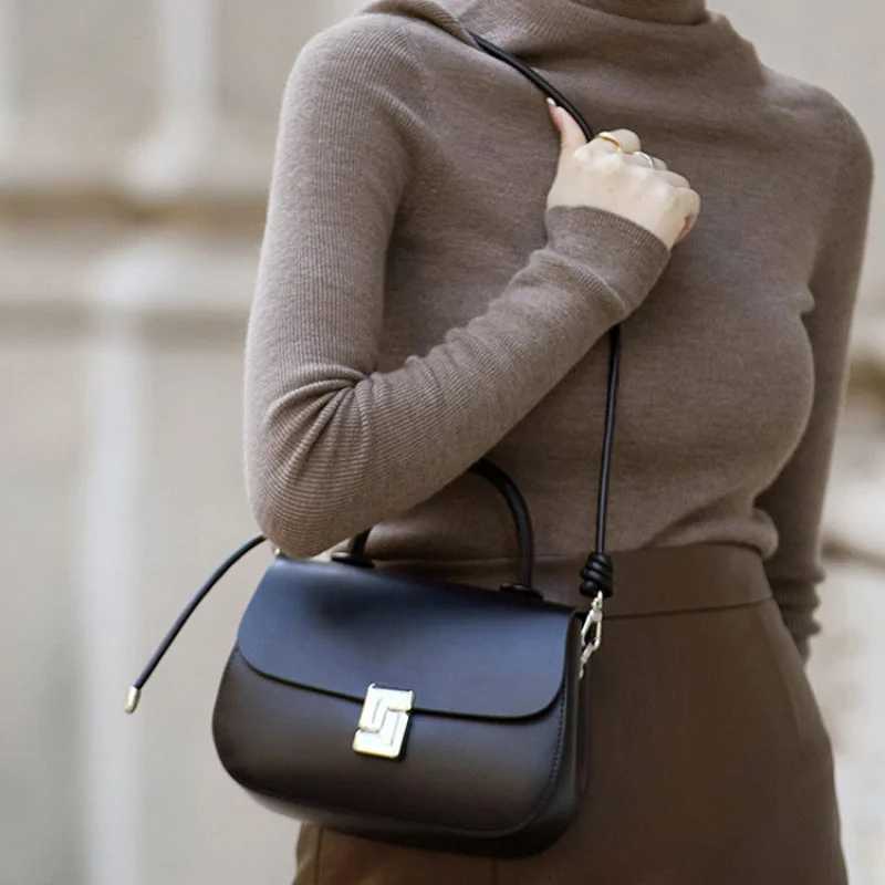 Advanced exquisite leather handbag womens shoulder bag crossbody bag saddle bag Y250717