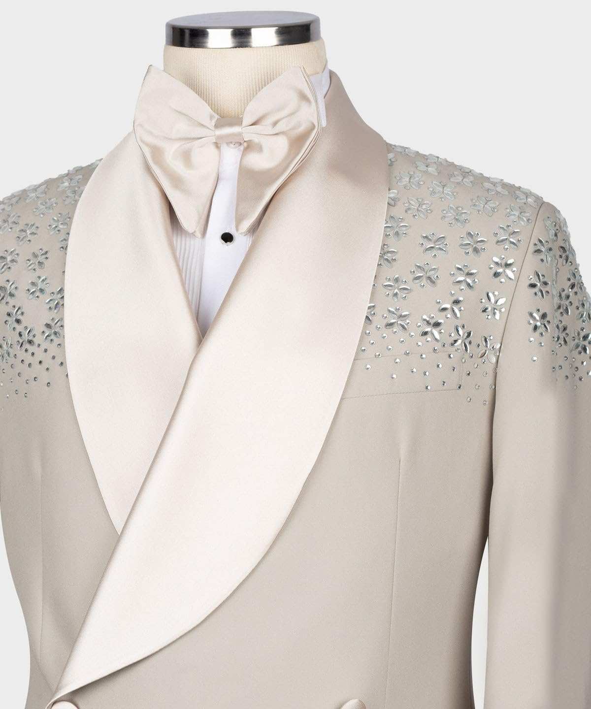 Elegant Wedding Tuxedos 1 Piece Set Jacket Crystal Beaded Men Suit Classic Fit Shawl Lapel Groom Wear Suits Customized