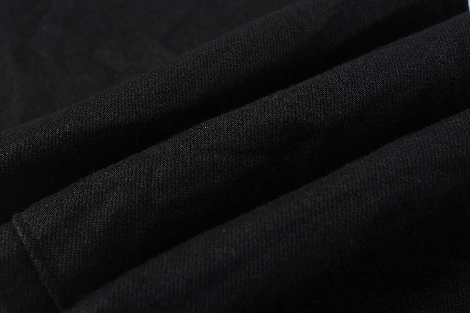 Mens Distressed Black Streetwear High Stretch Skinny Button Fly Ripped Jeans Pants X250718