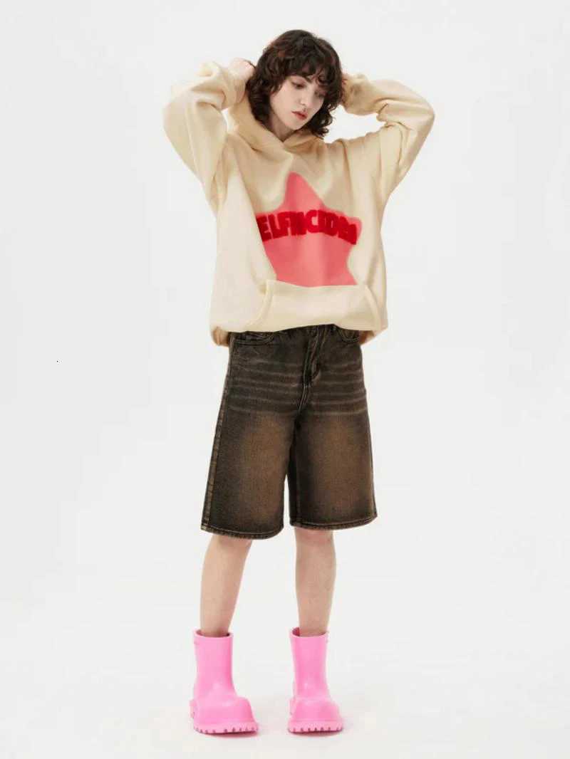 2024 Fall hip hop street graffiti hoodie womens retro casual sports baggy hoodie XJ250717