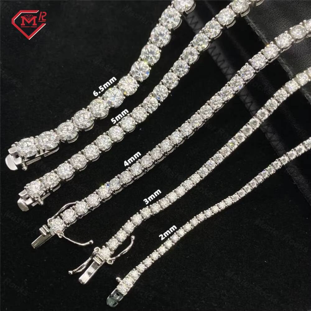 Wholesale Full Size 2-6mm Iced Out Tennis Chain 925 Silver Vvs Diamond Mens Moissanite Tennis Necklace