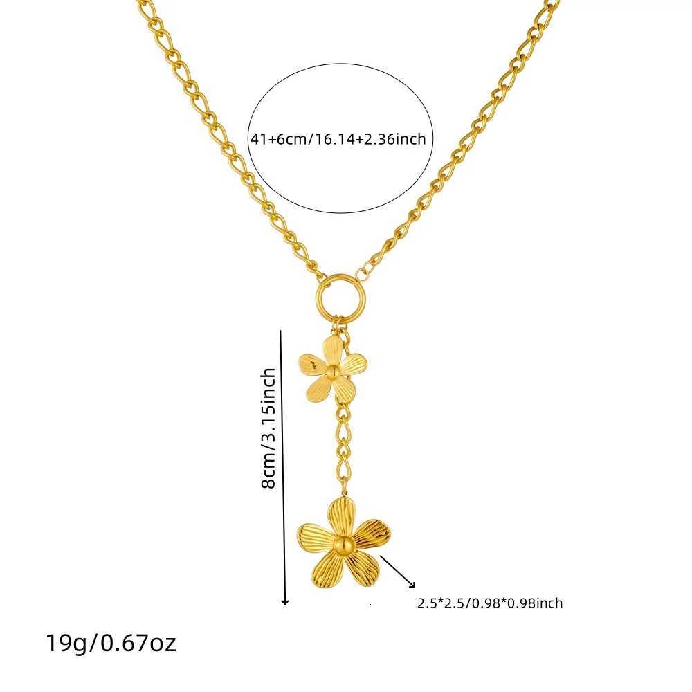 316L Stainless Steel Gorgeous Five Leaf Flower Tassel Pendant Necklace Women Trend Fashion Neck Jewelry Holiday Gift X250718