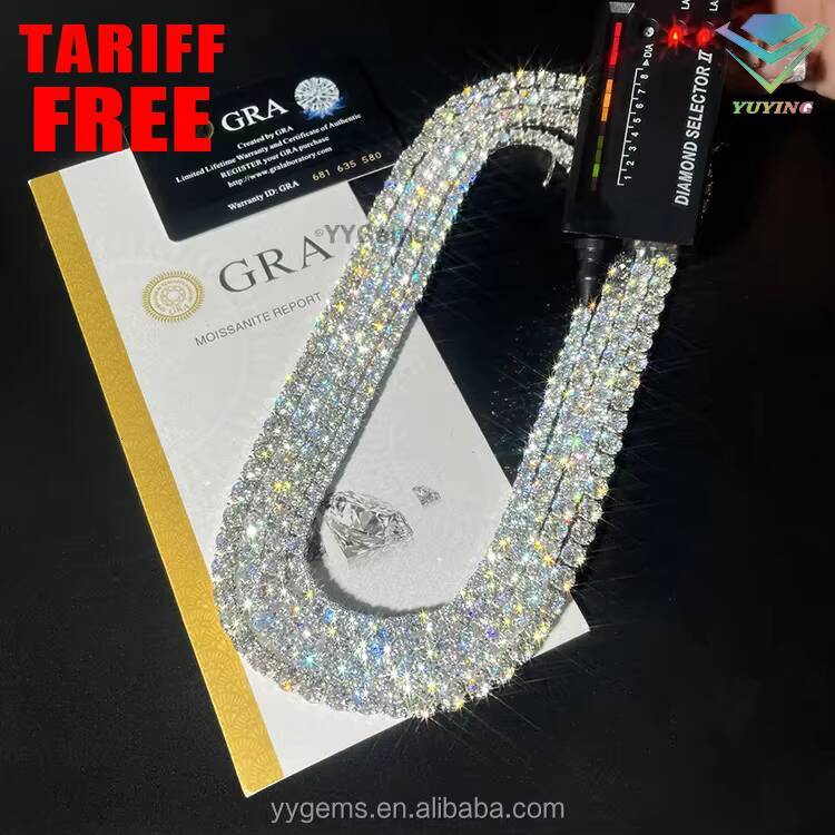 Wholesale Price in Stock 925 Sterling Silver VVS Mossanite 2mm--6.5mm VVS Diamond Women/mans Necklace Moissanite Tennis Chain