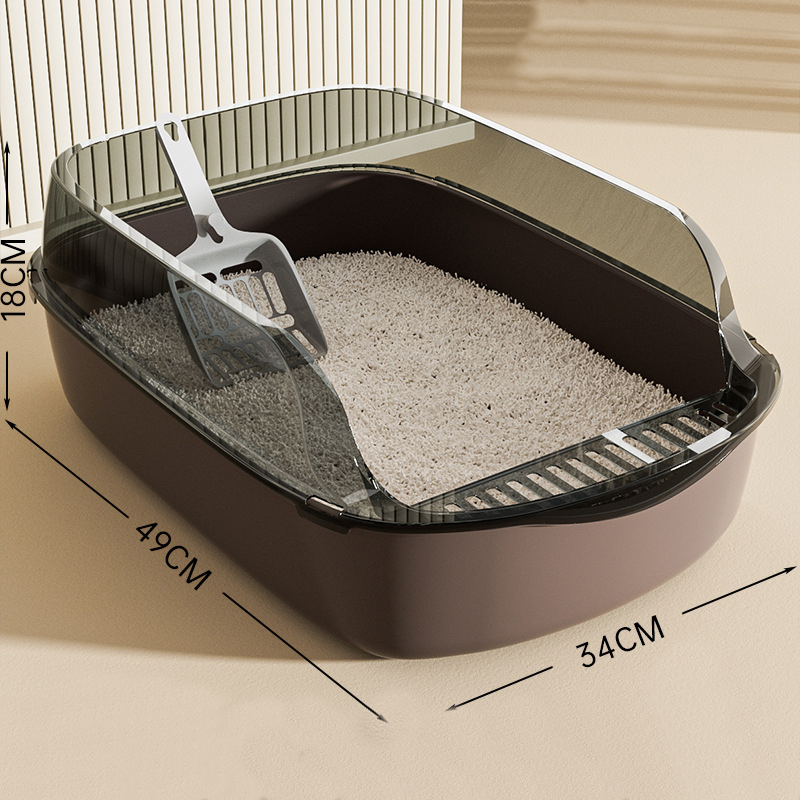 Semi enclosed cat litter box oversized splash proof thickened cat toilet pet supplies cat extra large odor proof hair replacement