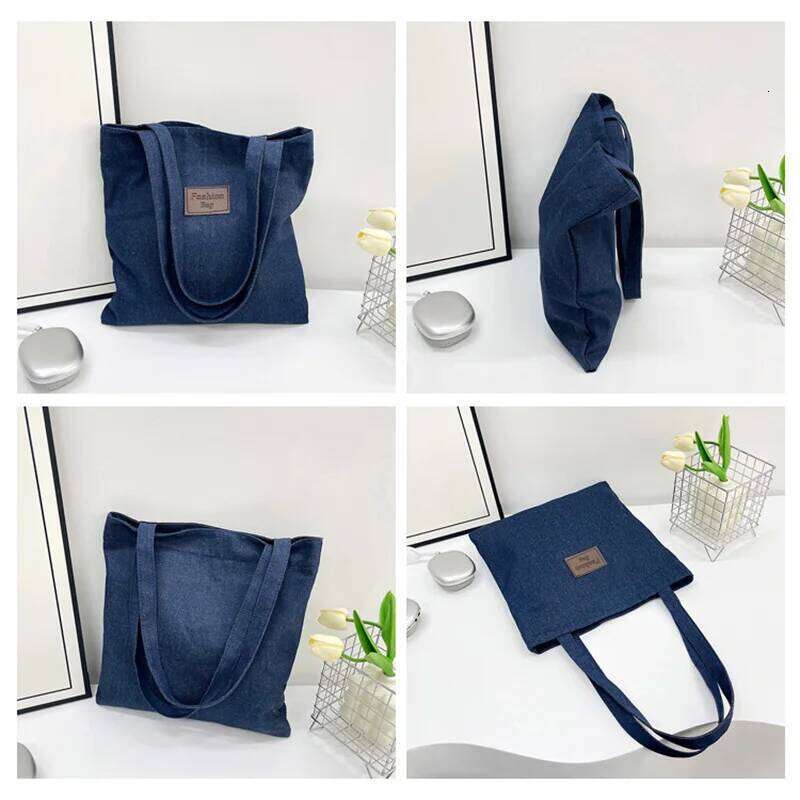 Large Capacity Denim Shoulder Bag Women, Casual Tote Bags For Travel/Commuting/Shopping, Ladies Canvas Handbags