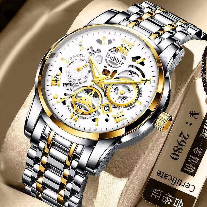 free shipping UTHAI Watch For Men Trendy High end Light Versatile Quartz Watches Waterproof Roman Hollow Relogio Masculino V009 free