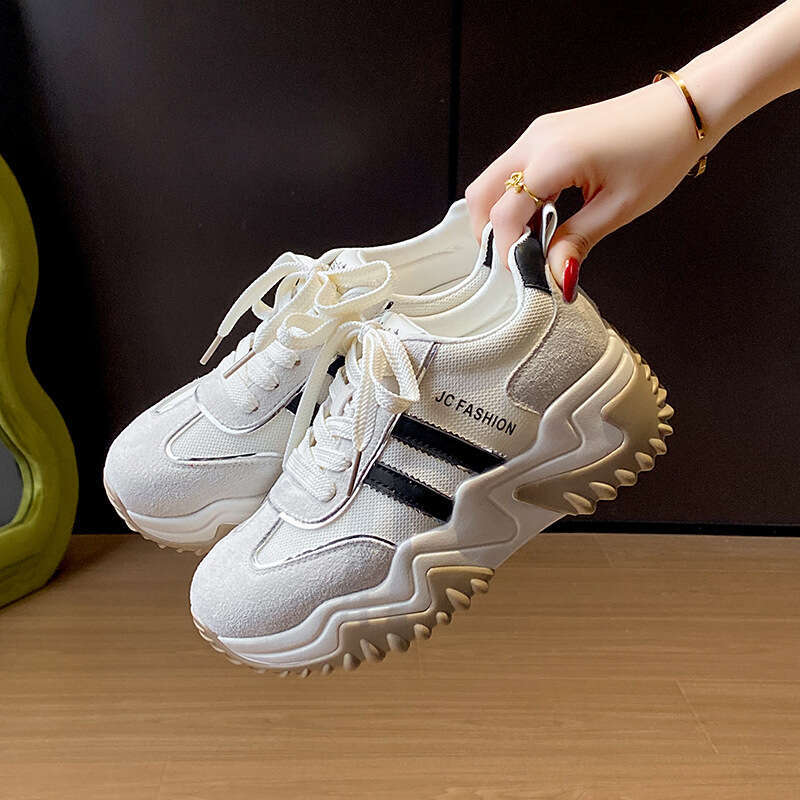 Summer New 2025 Korean Style Casual Soft Versatile Breathable Height-Increasing Free shipping Thick Sole Lace-Up Shoes JC8821-2