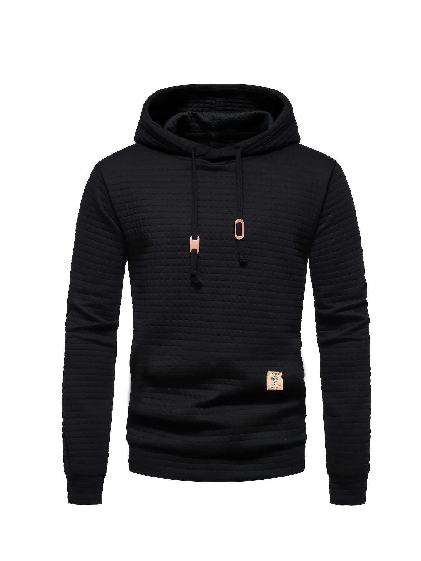 Waffle Pattern Hoodie Cool Hoodies For Men Mens Casual Solid Pullover Hooded Sweatshirt Streetwear For Winter Fall As GiftsXJ250714