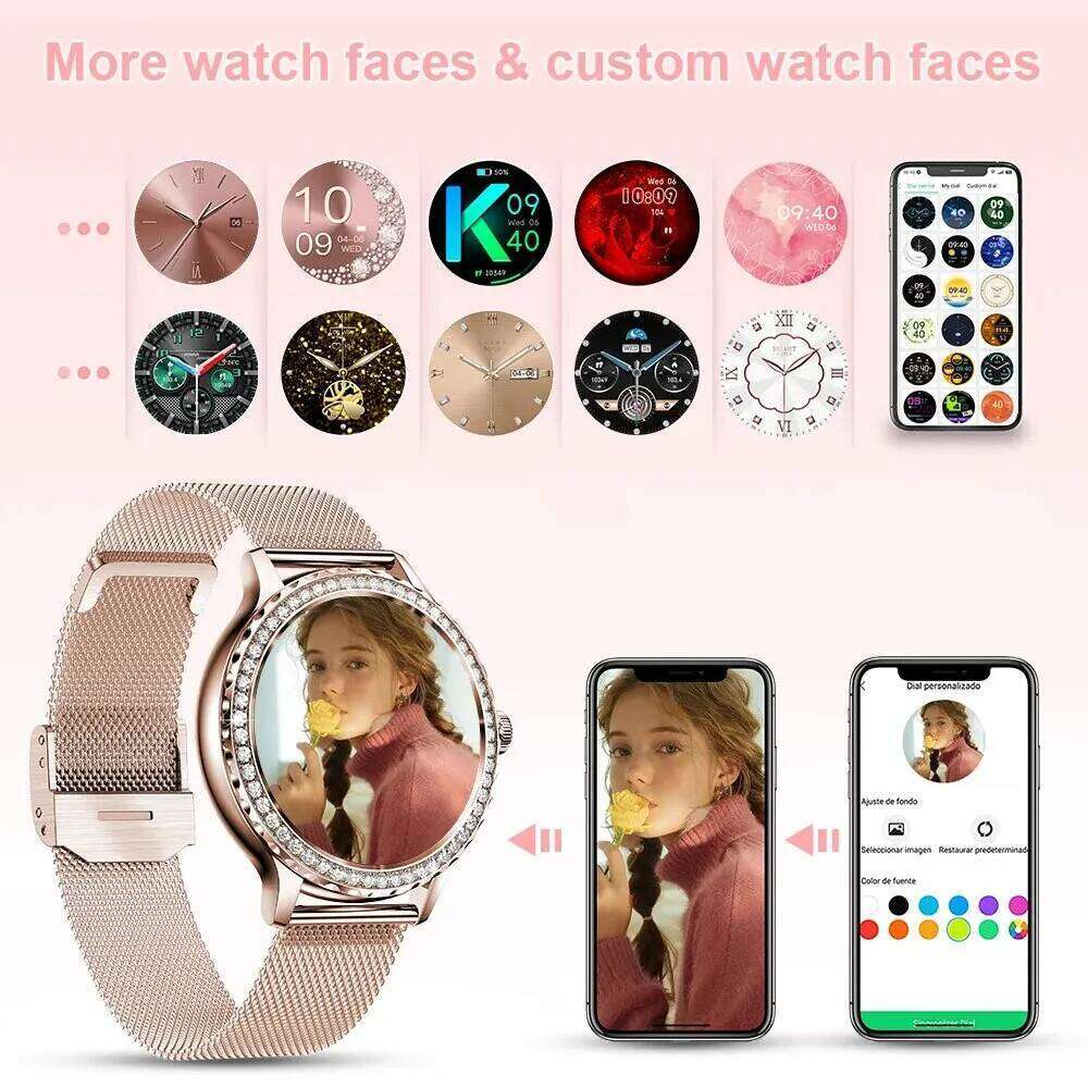 MEVADEN Rosegold Smart Watch Lady Bluetooth Call 100+Sports Mode Fiess Women Smartwatch DIY Dials For IOS Android NX19 free shipping