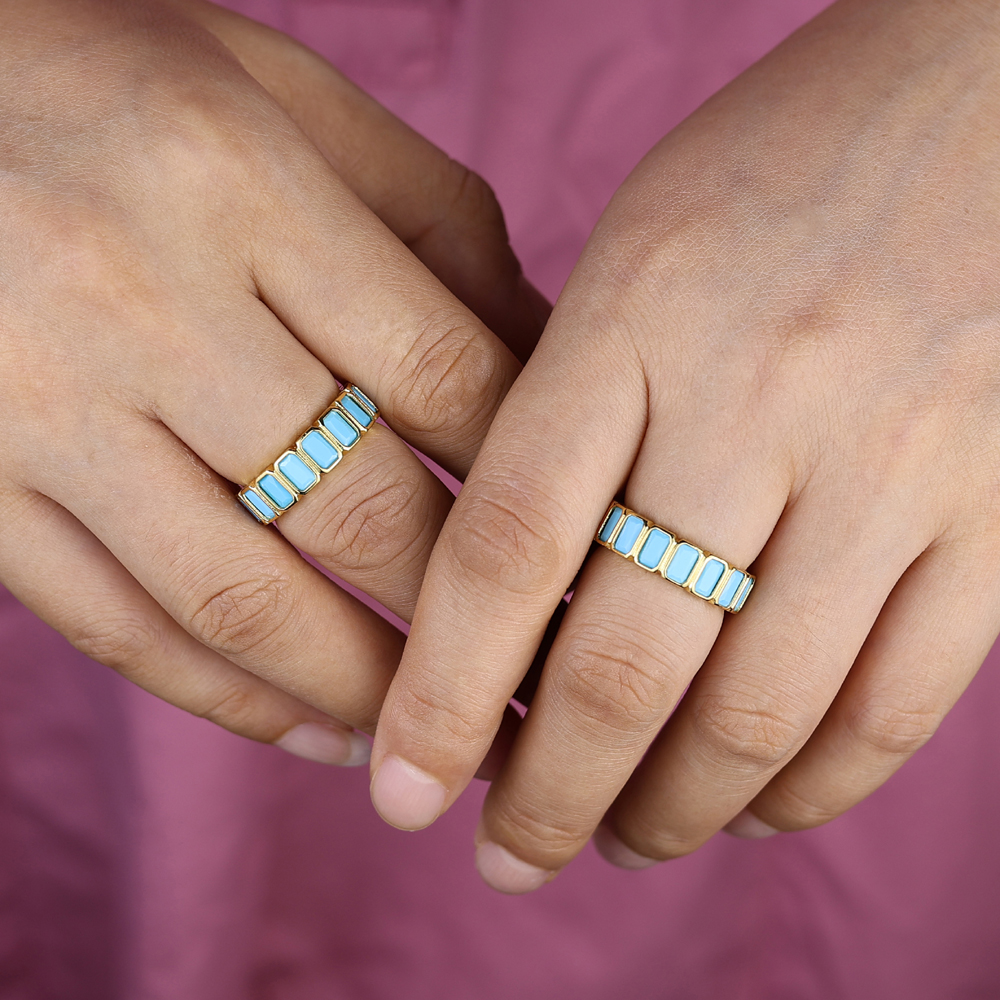 sdzstone 2025 New fashion Gold Color Geometry Turquoises Fashion Finger Ring For Women Minimalist New Wedding Aesthetic Ring Jewelry
