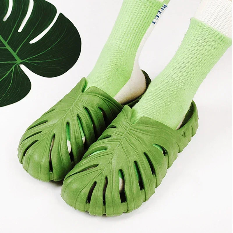 Male Slipper Platform Cloud Monstera Funny Leaf Home Soft Slides Sandals Outdoor Summer Ladies House Shoe Flat Men Female Beach 250717