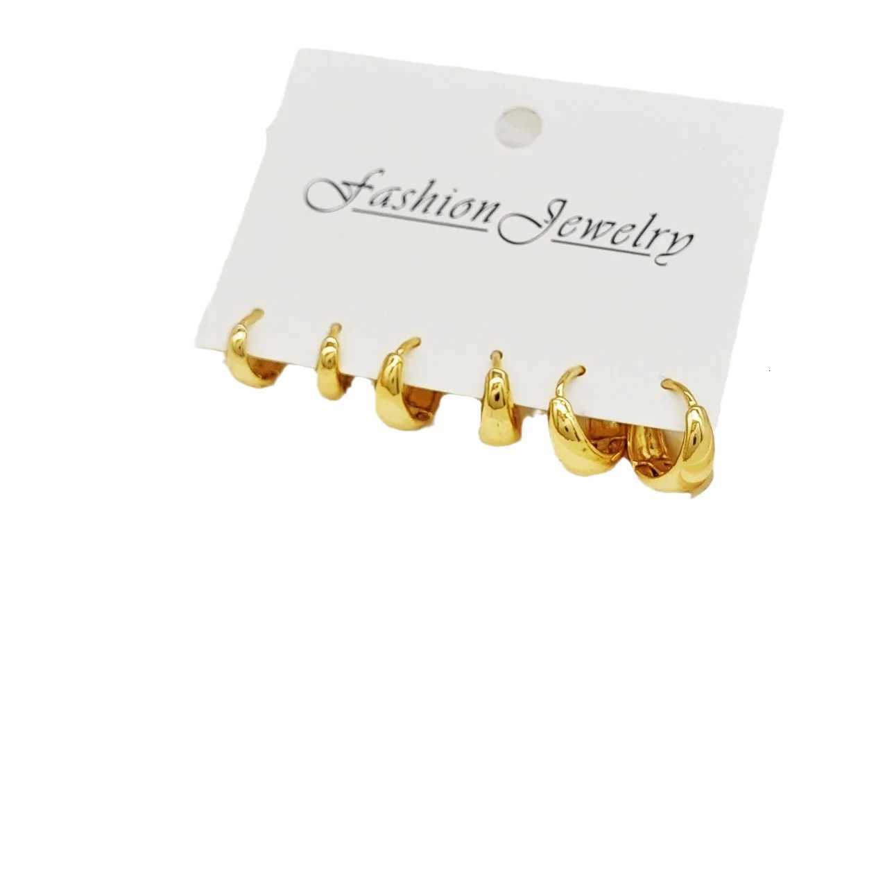 Minimalist and versatile geometric earring set for mens new high-end metal C-shaped earring combination X250718