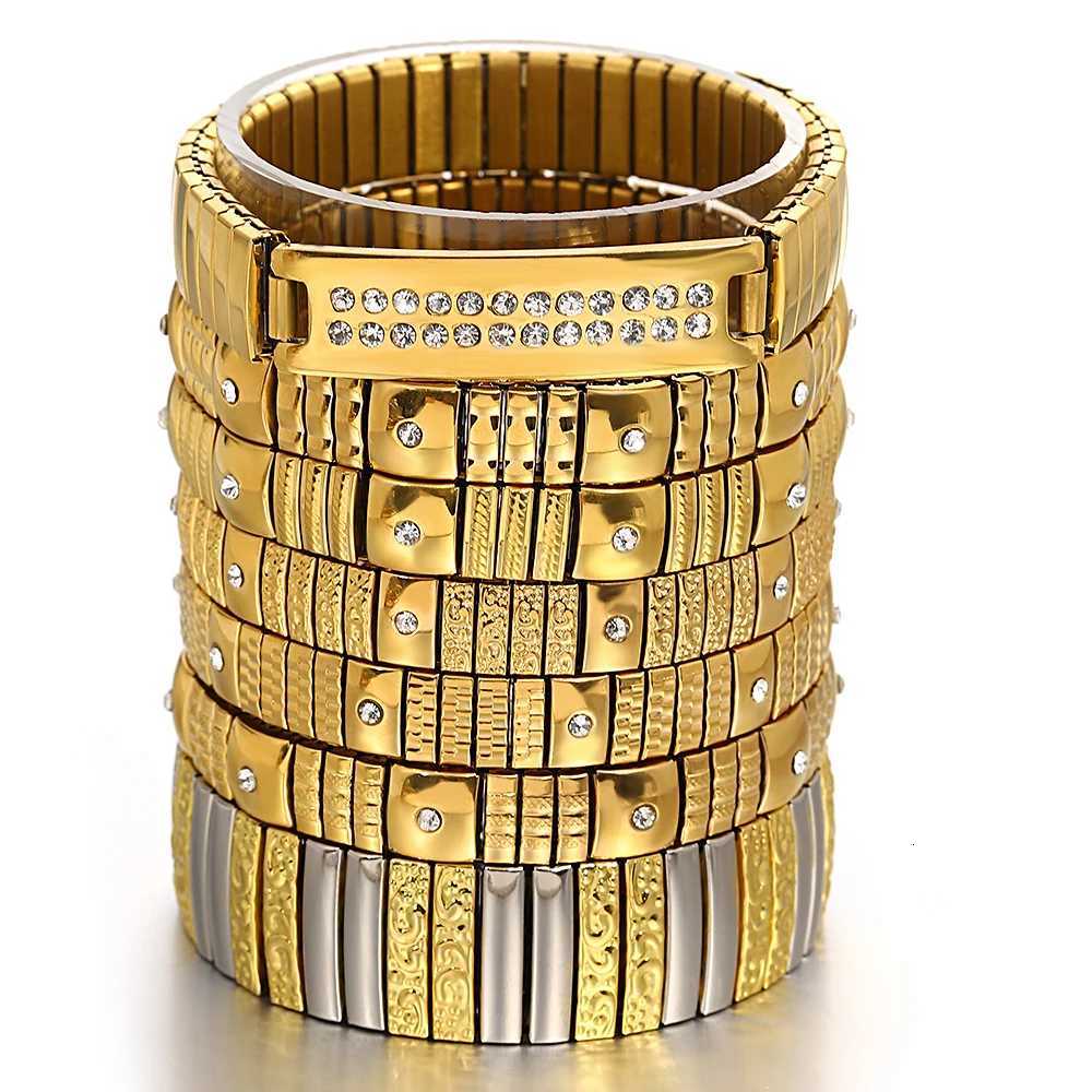 18K Gold Plated Stainless Steel Adjustable Bracelet Fashion Elastic Metal Bracelet Trendy Jewelry Accessories Official X250718