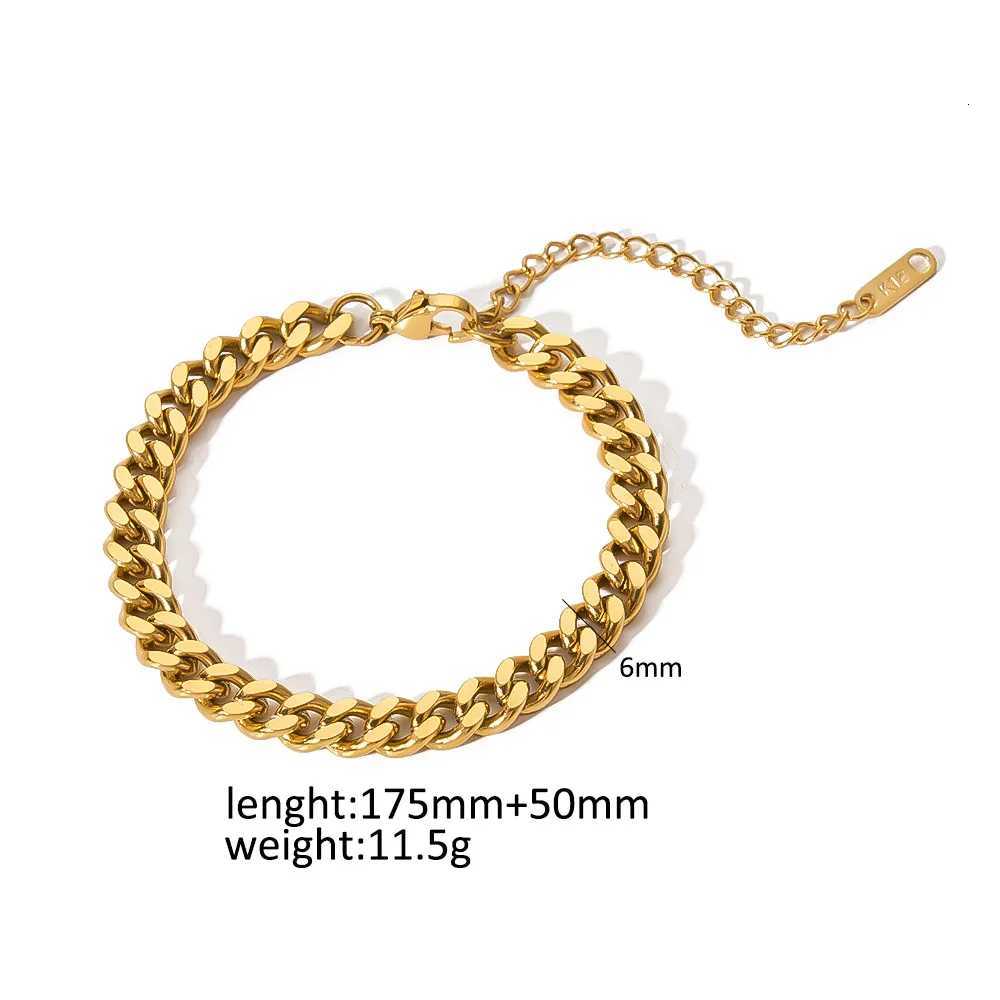2024 Luxury Jewelry Trend Waterproof Tarnish Accessories 18K Gold Plated Stainless Steel Cuban Chain Bracelets for Women X250718