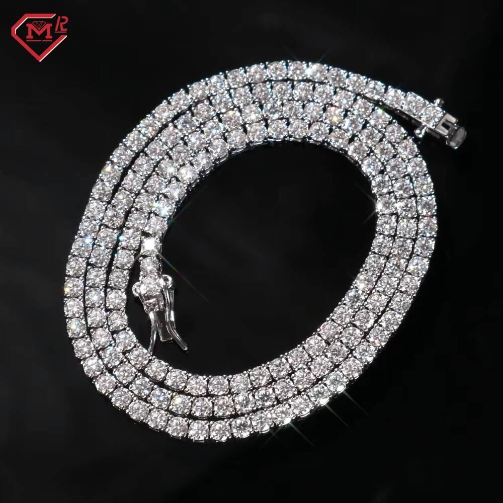 Fine Jewelry Tennis Chain Necklace 6MM White Gold Silver 925 Vvs Iced Out Moissanite Tennis Chain